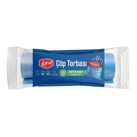 Roll-up Çöp Torbası Orta Boy Büzgülü 55x60cm 10 Adet - Roll-Up