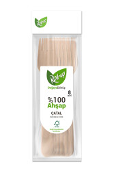 Roll-up Doğa Dostu Ahşap Çatal 8li - 2