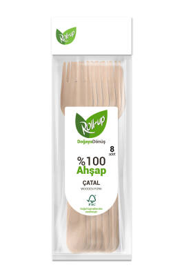 Roll-up Doğa Dostu Ahşap Çatal 8li - 2