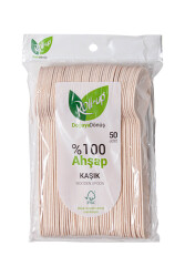 Roll-up Doğa Dostu Ahşap Kaşık 50li - Roll-up