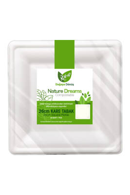 Roll-up Doğa Dostu Kare Karton Tabak 26cm 6lı - 1