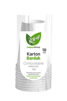 Roll-up Doğa Dostu Karton Bardak 7oz 10lu - 1