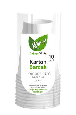 Roll-up Doğa Dostu Karton Bardak 8oz 10lu - 1