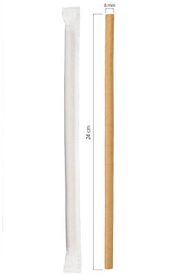 Roll-up Kağıt Sargılı Frozen Kağıt Pipet Kraft 8mmx24cm 100 Adet - 1