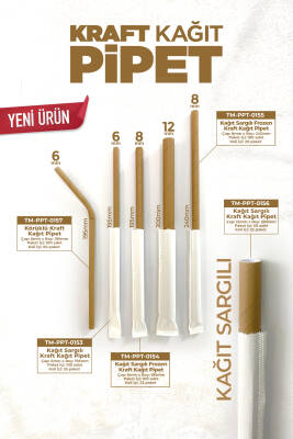 Roll-up Kağıt Sargılı Frozen Kağıt Pipet Kraft 8mmx24cm 100 Adet - 4