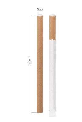 Roll-up Kağıt Sargılı Kağıt Pipet Kraft 12mmx20cm 50 Adet - 1