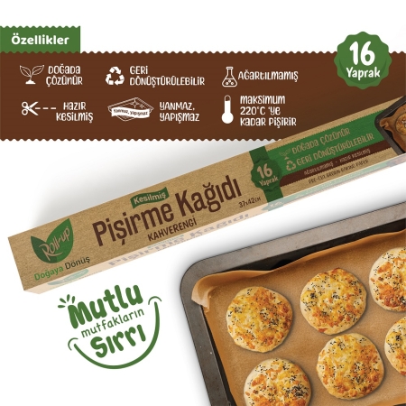 Roll-up Kahverengi Kesilmiş Pişirme Kağıdı 37cmx42cm 16 Yaprak - 5