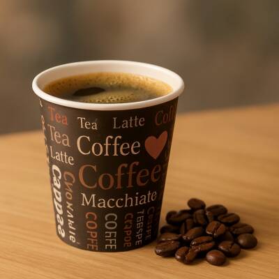 Roll-up Karton Bardak 7oz Baskılı Kahverengi 25 Adet - 2