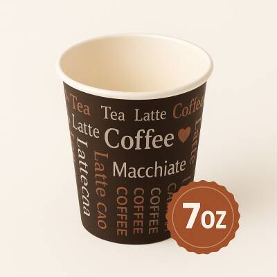 Roll-up Karton Bardak 7oz Baskılı Kahverengi 25 Adet - 1