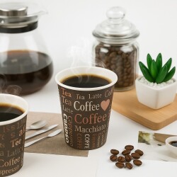 Roll-up Karton Bardak 7oz Baskılı Kahverengi 25 Adet - 3