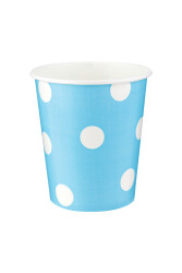Roll-up Karton Bardak Beyaz Puantiyeli Açık Mavi 200cc-8oz 8li - Roll-up