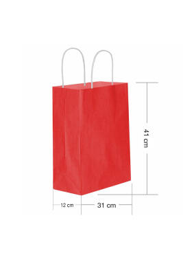 Roll-up Kraft Çanta Kırmızı Büyük Boy 31x41cm 25li - 1