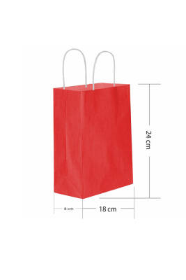 Roll-up Kraft Çanta Kırmızı Küçük Boy 18x24cm 25li - 1