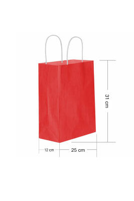 Roll-up Kraft Çanta Kırmızı Orta Boy 25x31cm 25li - 1