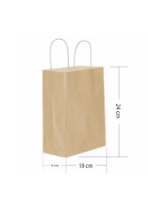 Roll-up Kraft Çanta Naturel Küçük Boy 18x24cm 25li - 1
