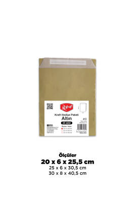 Roll-up Kraft Hediye Paketi Altın 20x6x25,5x4,5 25li - 1