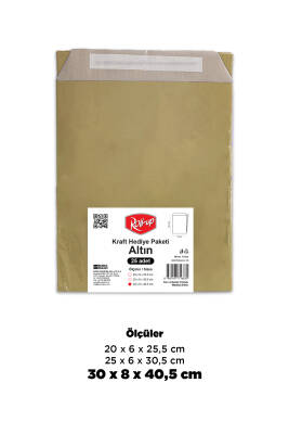 Roll-up Kraft Hediye Paketi Altın 30x8x40,5x4,5 25li - 1