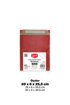 Roll-up Kraft Hediye Paketi Kırmızı 20x6x25,5x4,5 25li - 1