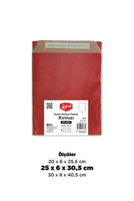 Roll-up Kraft Hediye Paketi Kırmızı 25x6x30,5x4,5cm 25li - 1