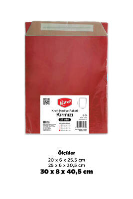 Roll-up Kraft Hediye Paketi Kırmızı 30x8x40,5x4,5 25li - 1