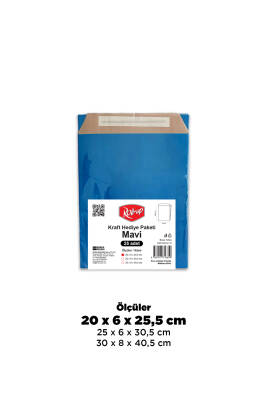 Roll-up Kraft Hediye Paketi Mavi 20x6x25,5x4,5 25li - 1