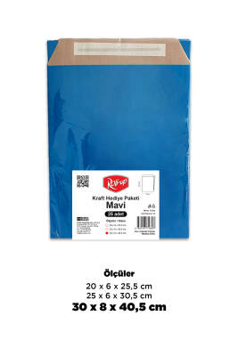 Roll-up Kraft Hediye Paketi Mavi 30x8x40,5x4,5 25li - 1
