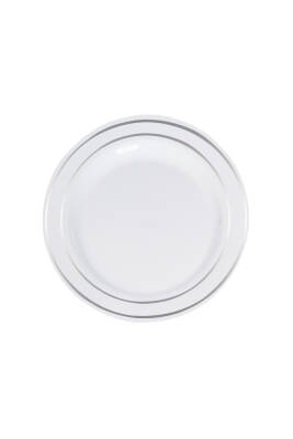 Roll-up Lüks Plastik Tabak Gümüş Yaldızlı Beyaz 19cm 6lı - 1