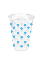 Roll-up Plastik Bardak Açık Mavi Puantiyeli Şeffaf 250cc 25li - Roll-up